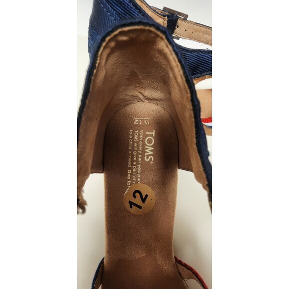 TOMS Women's Strappy Wedge Election Charms Sandals Size 12M Multicolor Red - Picture 13 of 14